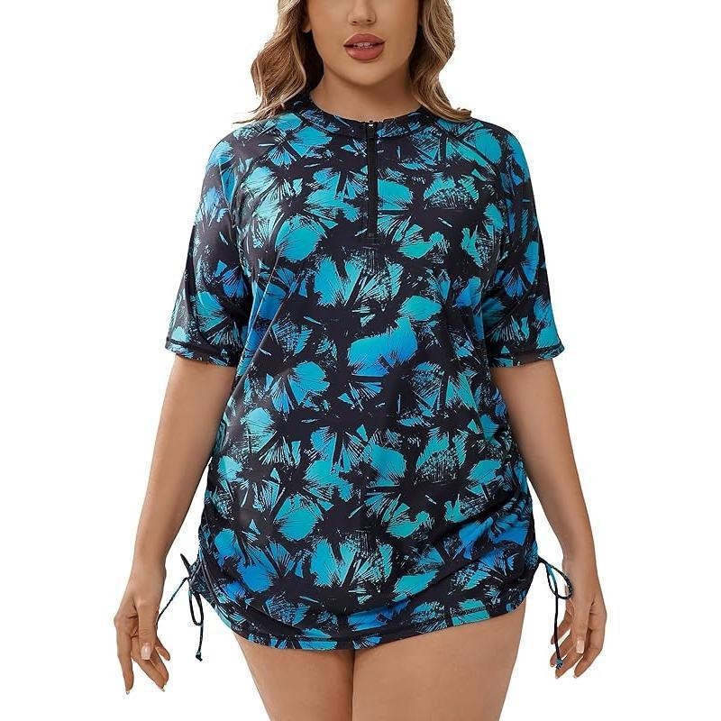 Naistele ujumistrikoo poole zip-iga, lühikeste varrukatega, veekindel, polüesterkangas, polüpropüleeni sisaldus, kolmekoseline komplekt