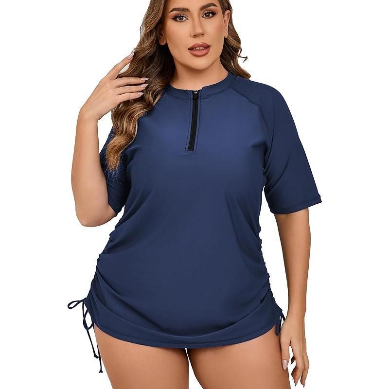 Naistele ujumistrikoo poole zip-iga, lühikeste varrukatega, veekindel, polüesterkangas, polüpropüleeni sisaldus, kolmekoseline komplekt