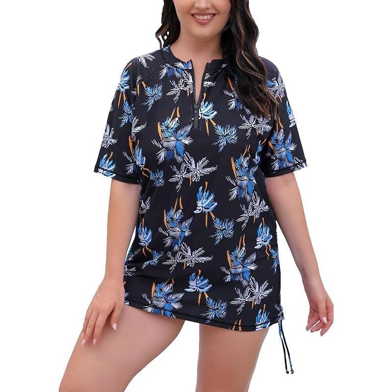 Naistele ujumistrikoo poole zip-iga, lühikeste varrukatega, veekindel, polüesterkangas, polüpropüleeni sisaldus, kolmekoseline komplekt