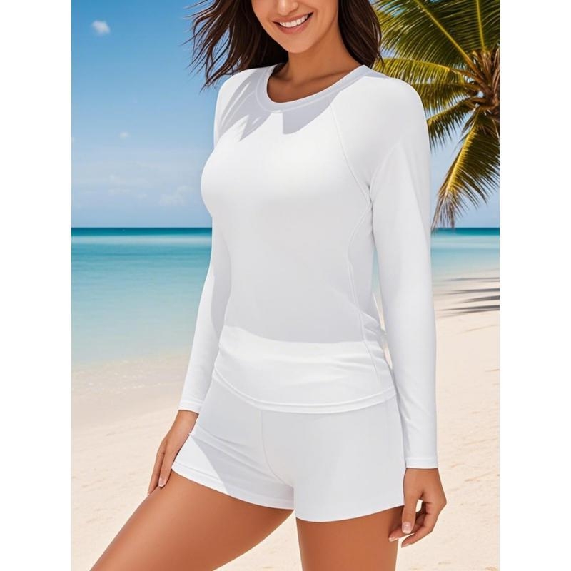 Naiste konservatiivne ujumistrikoo komplekt, kolm osa, polüester kangas, polüpropüleeni koostis