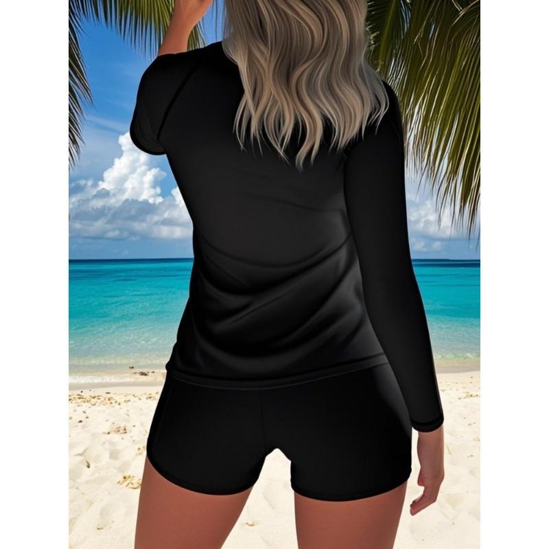 Naiste konservatiivne ujumistrikoo komplekt, kolm osa, polüester kangas, polüpropüleeni koostis