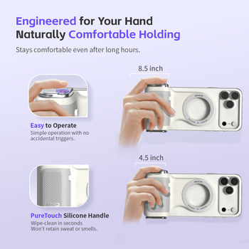 Magnetiline käepide mobiilfotograafiale stabilisaatoriga, kaugjuhitav, Bluetooth, LED-valgustus, silikoonkorpus