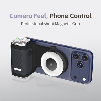 Μαγνητική λαβή φωτογράφισης με τηλεχειριστήριο και LED φωτισμό για πολλαπλά σκηνικά — Bluetooth 4.0, ABS υλικό, βάρος 220 g