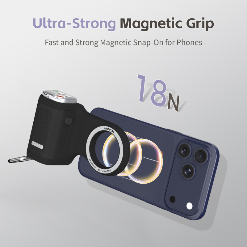 Μαγνητική λαβή φωτογράφισης με τηλεχειριστήριο και LED φωτισμό για πολλαπλά σκηνικά — Bluetooth 4.0, ABS υλικό, βάρος 220 g