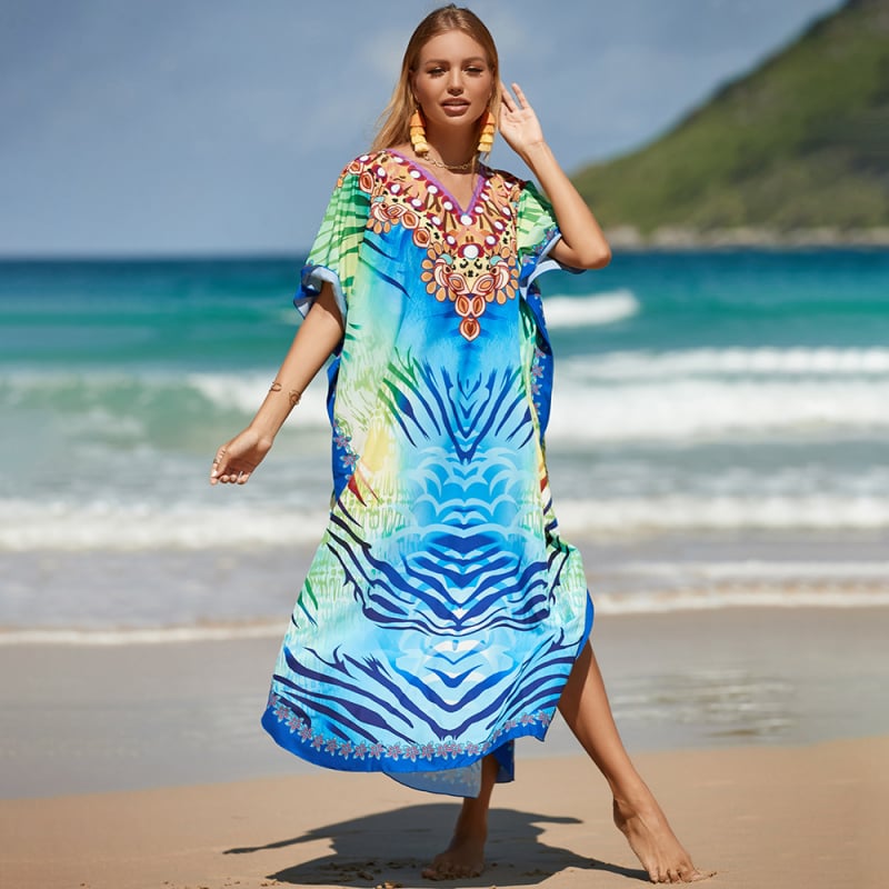 Принтована плажна блуза за жени – външен полиестер, съдържание памук 90%, подплата памук‑смес, 250 g, за възрастни жени