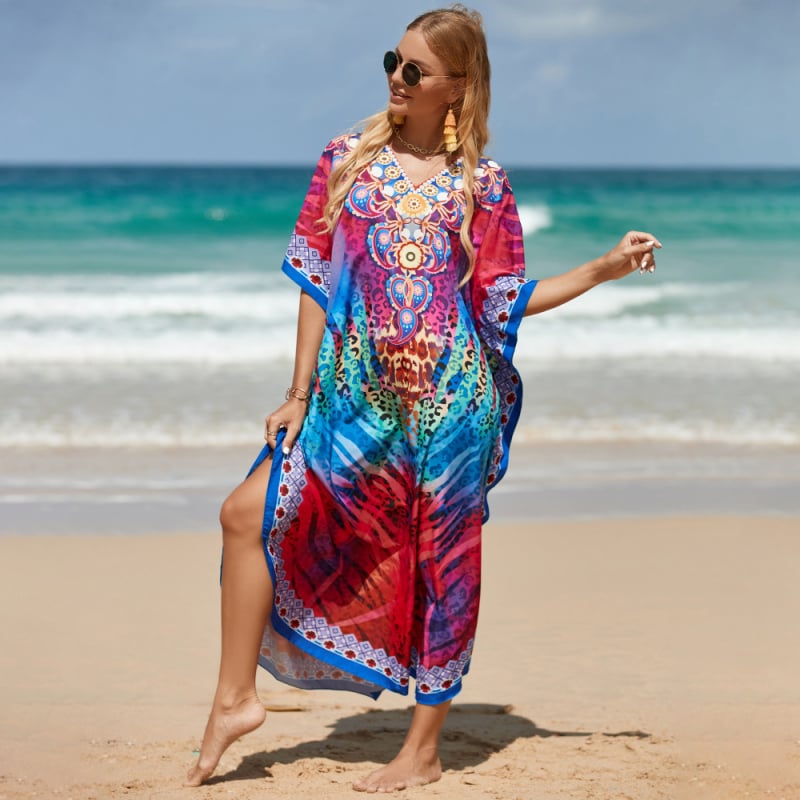 Принтована плажна блуза за жени – външен полиестер, съдържание памук 90%, подплата памук‑смес, 250 g, за възрастни жени