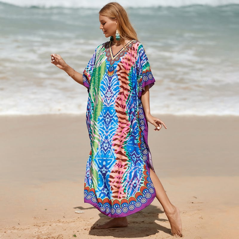 Принтована плажна блуза за жени – външен полиестер, съдържание памук 90%, подплата памук‑смес, 250 g, за възрастни жени