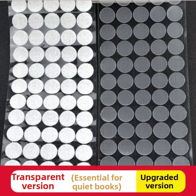 Käsitsi valmistatud ultraõhuke ümmargune Velcro adhesiivsel taustal laste vaikraamatute jaoks, läbipaistev ja tugev