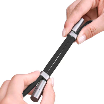 Pletēts teleskopisks uzlādes kabelis ar kakla siksnu — USB-C / Lightning / Citi savienojumi, 60W PD ātra uzlāde, dubja izvada