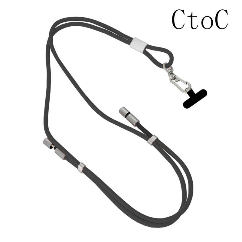 Pletēts teleskopisks uzlādes kabelis ar kakla siksnu — USB-C / Lightning / Citi savienojumi, 60W PD ātra uzlāde, dubja izvada