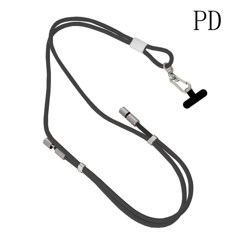 Pletēts teleskopisks uzlādes kabelis ar kakla siksnu — USB-C / Lightning / Citi savienojumi, 60W PD ātra uzlāde, dubja izvada