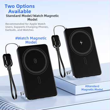 Portatiivne väline akupank magnetilise traadita laadimisega, 3-ühes disain, ultraõhuke (22,5 W kiirlaadimine; nimiväärtus 6000mAh; PD2.0; sisend 9V/2A; alumiiniumist korpus)