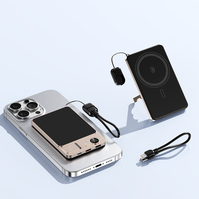 Φορητή εξωτερική μπαταρία με μαγνητική ασύρματη φόρτιση, 3-σε-1 σχέδιο, υπερλεπτή (22.5W γρήγορη φόρτιση; PD2.0; είσοδος 9V/2A; ονομαστική χωρητικότητα 6000mAh; κράμα περιβλήματος)