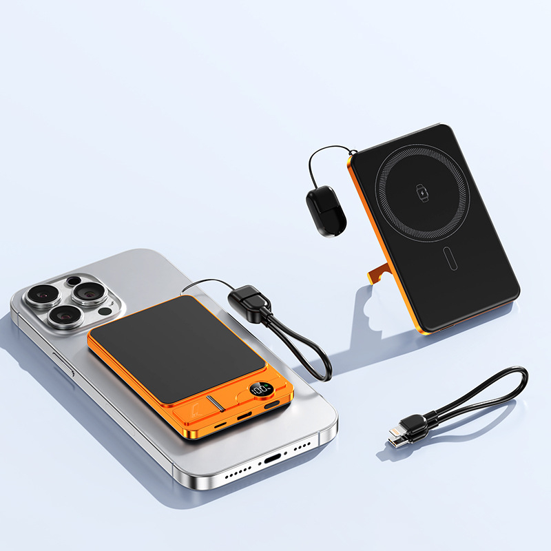 Φορητή εξωτερική μπαταρία με μαγνητική ασύρματη φόρτιση, 3-σε-1 σχέδιο, υπερλεπτή (22.5W γρήγορη φόρτιση; PD2.0; είσοδος 9V/2A; ονομαστική χωρητικότητα 6000mAh; κράμα περιβλήματος)