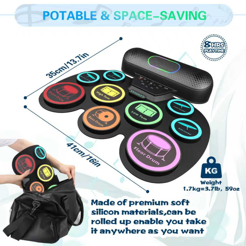 Електронен барабанен комплект, всичко-в-едно, опаковка в кутия, за музикални инструменти