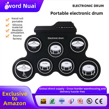 G3002 Elektronilised trummid – 7 trummiga kaasaskantav kokkupandav lauakomplekt, silikoonpind, traditsiooniline kummist elektrooniline plaat, helitimbre 128
