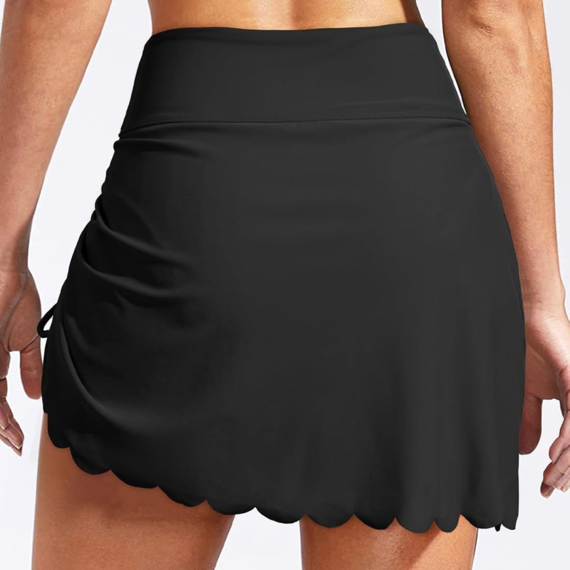 Four Persons Powers Naistele mõeldud seelikuga ujumistrikood, kõrge vöökohk, reguleeritav nöör, ühtlane muster, nailonist kangas, nailonist vooder, ilma rinnahoidja padjadeta