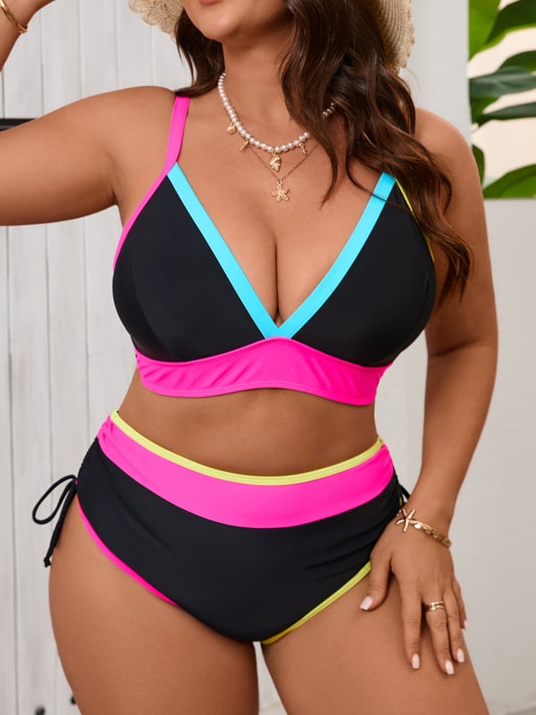 Kaheosaline ujumistrikoo kõrge vöökohaga, nööriga reguleeritav, rinnahoidja padjad, tagant avatud, nailonisegu