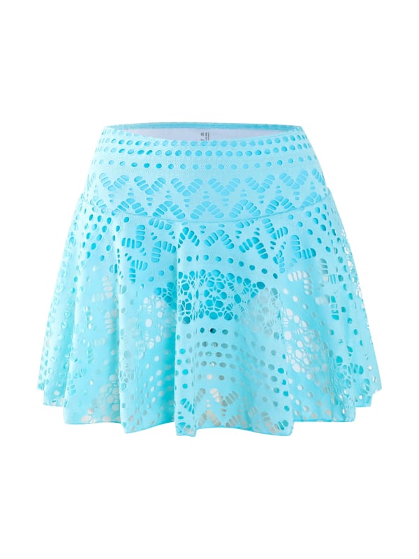 Дамска еднопарче плажна пола с дантела, изрязан триъгълник, висока талия, полиестер