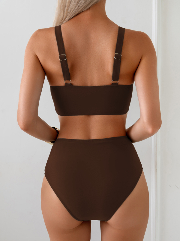 Naistele kõrgema talje split-bikini ühtse värviga, seksikas avatud selja, varrukateta; materjal: nailon 80%, vooder polüester-spandex 20%