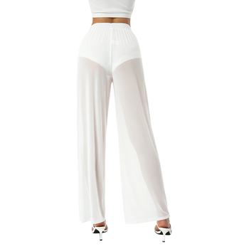 Naistele võrgust laiad püksid, kerge, läbipaistvad randade jaoks, Polüester 30–50%, õhukesed, Suvi 2025