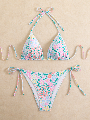 Naiste kaheosaline ujumistrikoo halterneck-kaelaga, selg avatud, polüester + elastaan, rindkere padjad