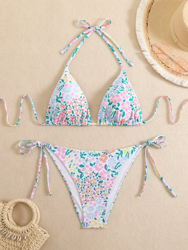 Naiste kaheosaline ujumistrikoo halterneck-kaelaga, selg avatud, polüester + elastaan, rindkere padjad