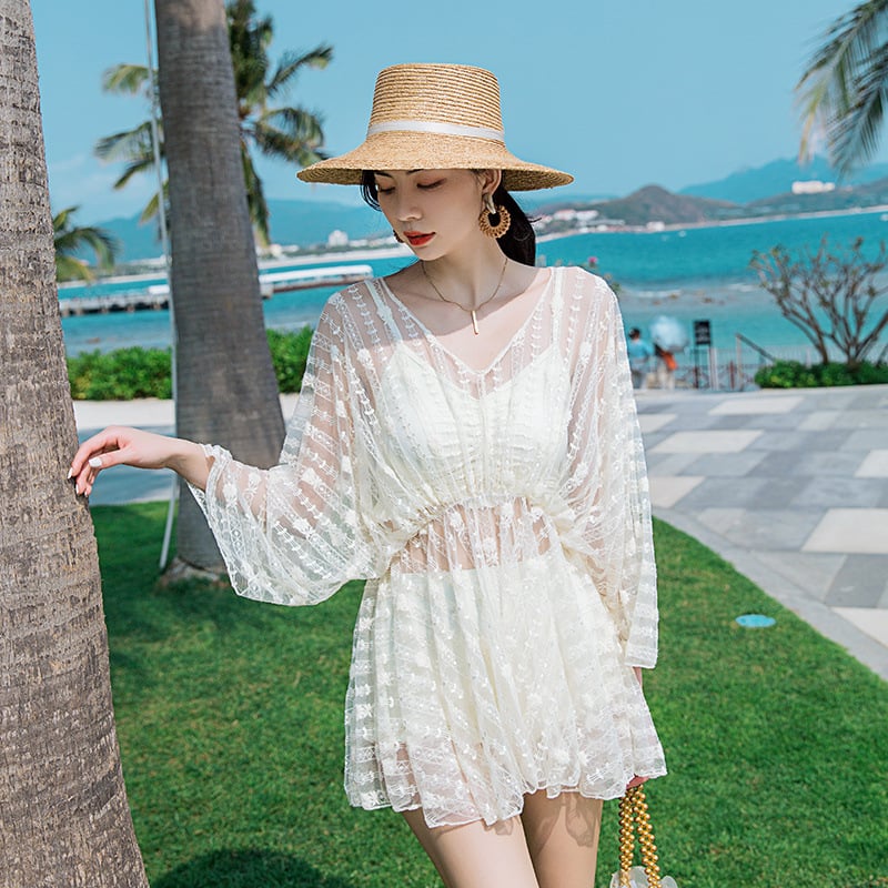 Дамски тричастен бански комплект за плуване с висока еластичност, чашка с подплата без метална опора, външен плат: нейлон; ацетатно влакно; подплата: полиестер със спандекс; подходящ за плуване и водни спортове