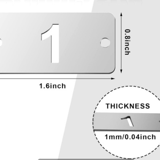 Неръждна стомана, квадратна табела за номер на къща, с двойни дупки, прорезан дизайн, 1–50, готова за употреба