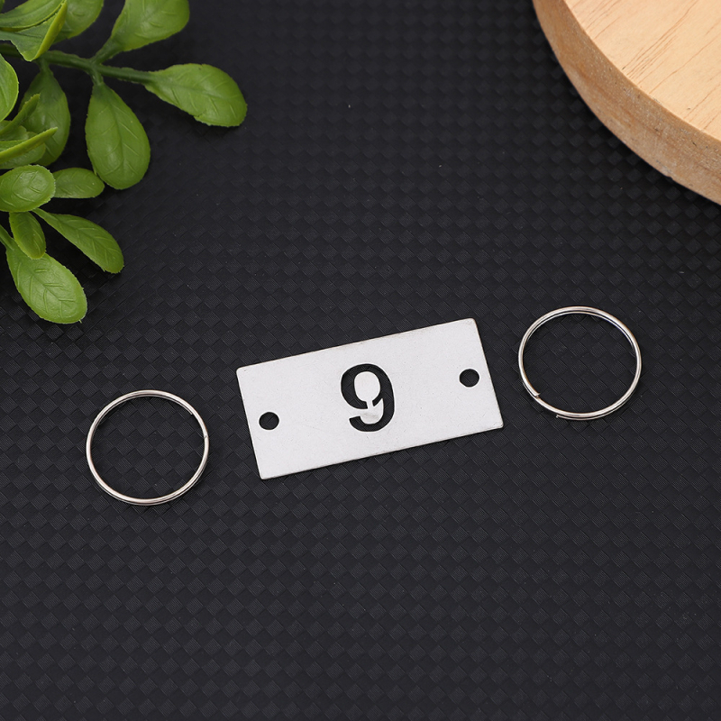 Неръждна стомана, квадратна табела за номер на къща, с двойни дупки, прорезан дизайн, 1–50, готова за употреба