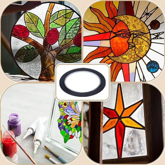 PET лента за витражи, дължина 66m, ширина 2/3/4/5/6.5mm, дебелина 0.055/0.08/0.1mm, базов материал PET, температурна устойчивост 20-130°C