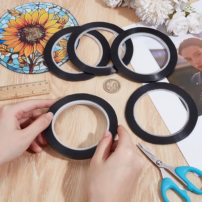 PET лента за витражи, дължина 66m, ширина 2/3/4/5/6.5mm, дебелина 0.055/0.08/0.1mm, базов материал PET, температурна устойчивост 20-130°C