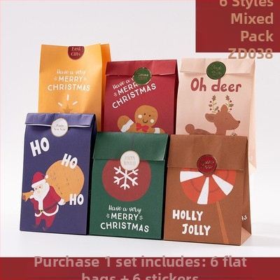 DIY Jõululike ploksete kinkepakkide kotid karikatuur stiilis 6 tk mudel ZD011 bränd Senyu leaf