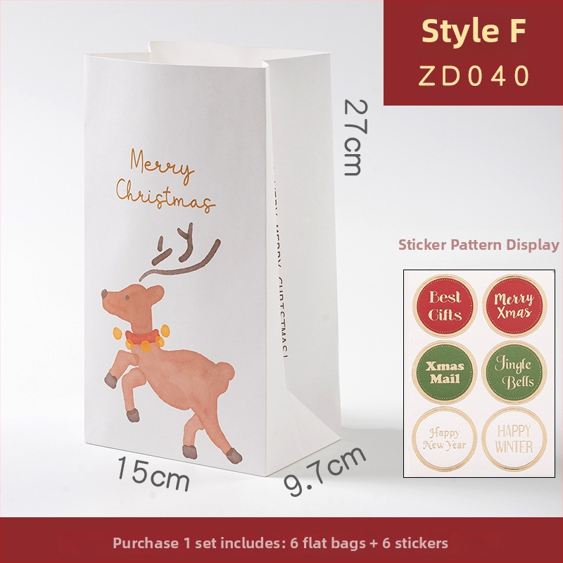 DIY Jõululike ploksete kinkepakkide kotid karikatuur stiilis 6 tk mudel ZD011 bränd Senyu leaf