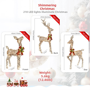 LED valgustatud rauast põhjapõdra dekoraatsioon – Huayicai, Raua kunst, Jõuludekoratsioon