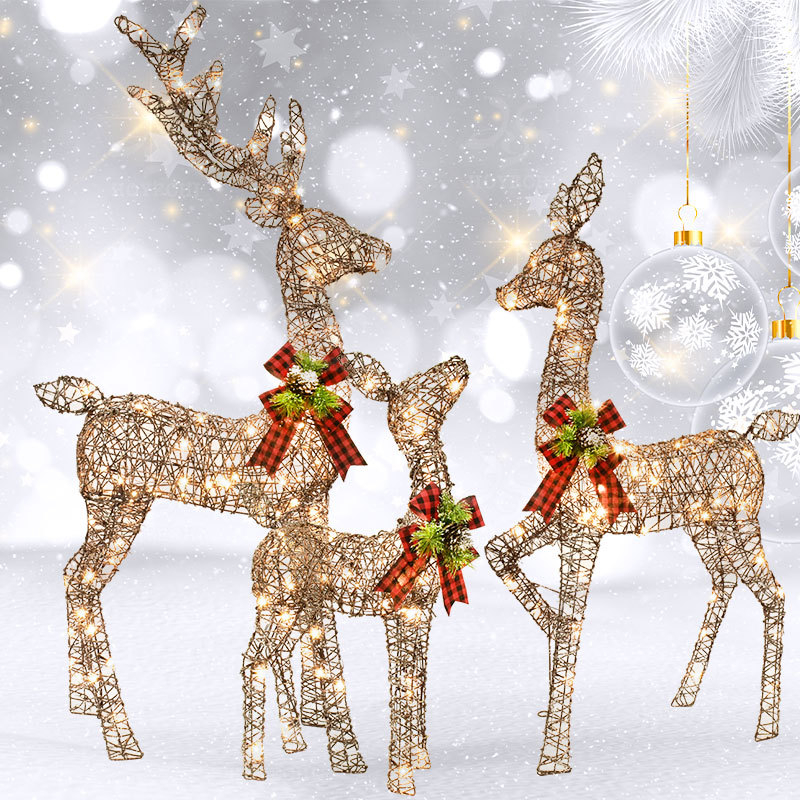 LED valgustatud rauast põhjapõdra dekoraatsioon – Huayicai, Raua kunst, Jõuludekoratsioon