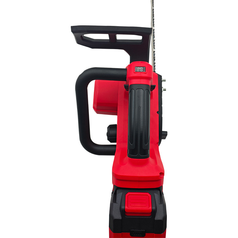 Brushless bezvadu elektriskais ķēdeszāģis dārzam griešanai un zāģēšanai, 21V uzlādējama litija baterija, regulējams vienrokas dizains