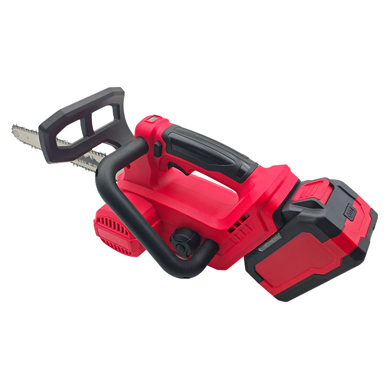 Brushless bezvadu elektriskais ķēdeszāģis dārzam griešanai un zāģēšanai, 21V uzlādējama litija baterija, regulējams vienrokas dizains