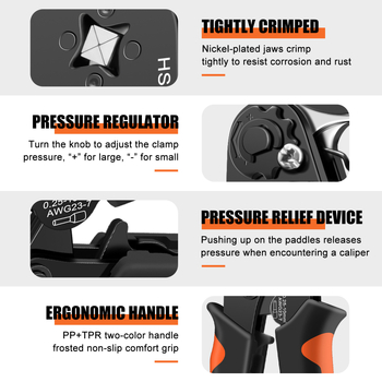 Европейски клещи за кримпване на тръбни пинови терминали HSC8 10-4/10-6 | Специално кримпване за тръбни терминали | Високовъглеродна стомана | SANJIANG | 0.45