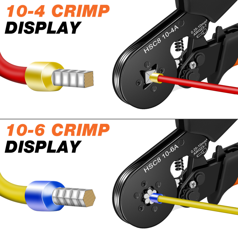 Европейски клещи за кримпване на тръбни пинови терминали HSC8 10-4/10-6 | Специално кримпване за тръбни терминали | Високовъглеродна стомана | SANJIANG | 0.45