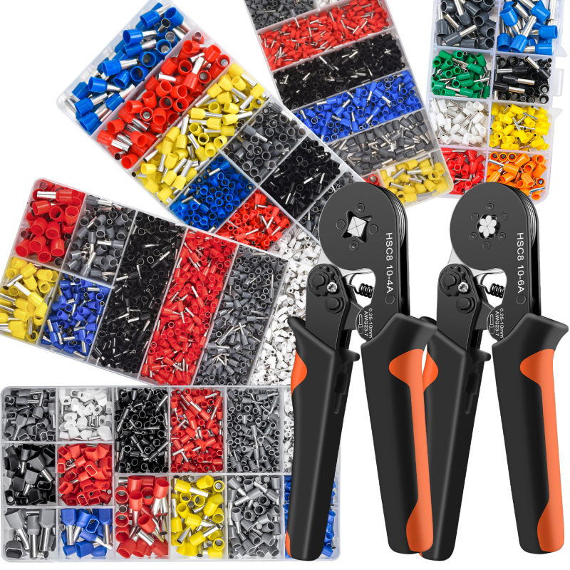 Европейски клещи за кримпване на тръбни пинови терминали HSC8 10-4/10-6 | Специално кримпване за тръбни терминали | Високовъглеродна стомана | SANJIANG | 0.45