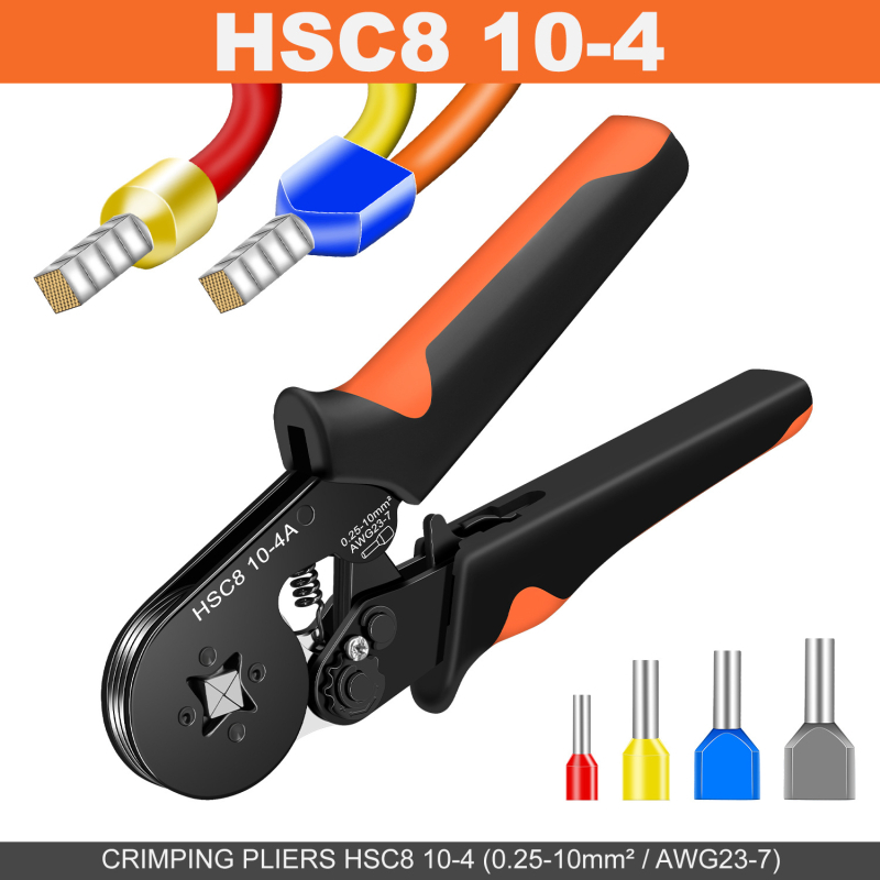 Европейски клещи за кримпване на тръбни пинови терминали HSC8 10-4/10-6 | Специално кримпване за тръбни терминали | Високовъглеродна стомана | SANJIANG | 0.45