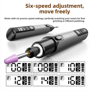 Електрическа шлайф-писалка с дигитален дисплей, въртящ се мини-гравиращ инструмент за полиране и пробиване, DIY инструмент, презареждаема литиева батерия, регулируема скорост без товар, с LED осветление