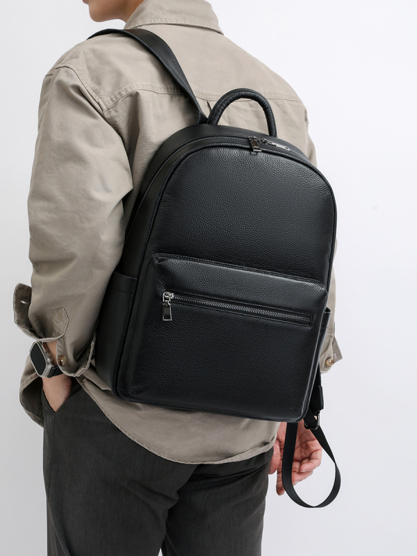 Pirmojo sluoksnio karvės odos kuprinė vyrams, verslo kelionėms ir kasdieniam darbui, išlenktos pečių juostos, žiemos 2025 leidimas