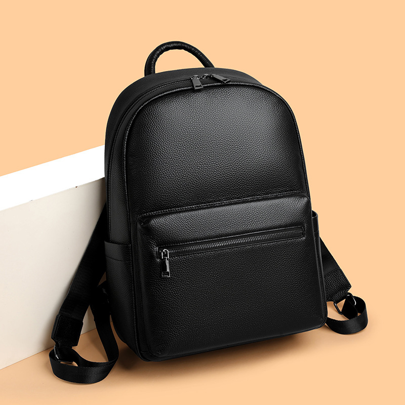 Pirmojo sluoksnio karvės odos kuprinė vyrams, verslo kelionėms ir kasdieniam darbui, išlenktos pečių juostos, žiemos 2025 leidimas