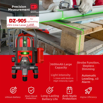 Lāzera līmenis ar 2/3/5/12/16 līniju projektsioonidega, kõrge täpsus, intelligentne digitaalse ekraaniga