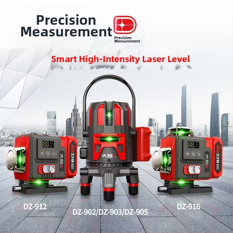 Lāzera līmenis ar 2/3/5/12/16 līniju projektsioonidega, kõrge täpsus, intelligentne digitaalse ekraaniga