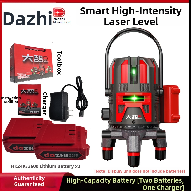 Lāzera līmenis ar 2/3/5/12/16 līniju projektsioonidega, kõrge täpsus, intelligentne digitaalse ekraaniga