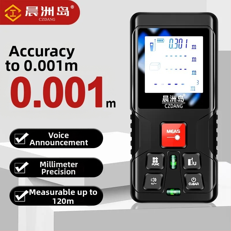 Lasera distancēmērītājs – rokas, iekšējai lietošanai, (diapazons 0,05–120 m, precizitāte ±3 mm, modelis LDM-C120)