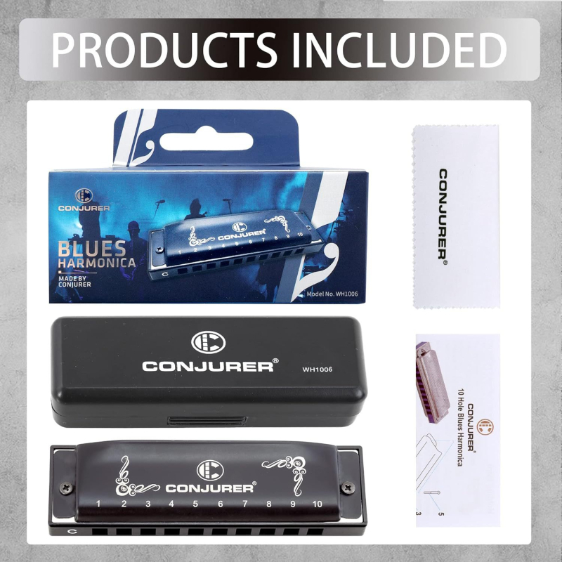 Conjurer WH1006 10 отвори блус диатонична хармоника за солово изпълнение